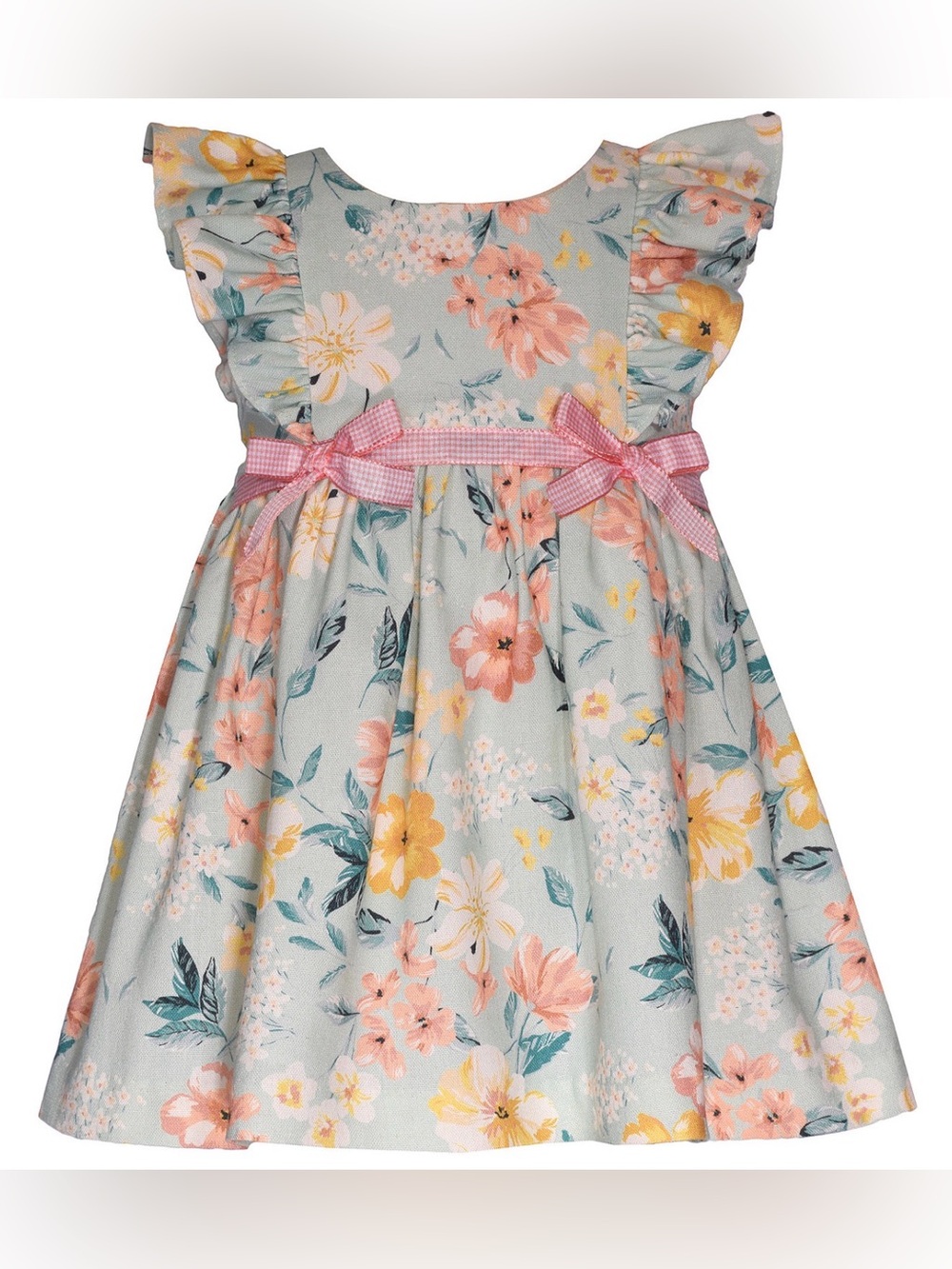 Bonnie Baby Mint Green Floral 3-6M Pinafore Sun Dress with Diaper Cover NWT
